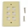 6 Port Single Gang Beige Wallplate