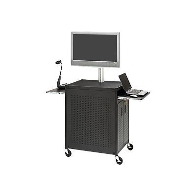 Basics Welded Cabinet Presentation Cart With 19 Rack Mount TC15FCSAFF-BK - cart