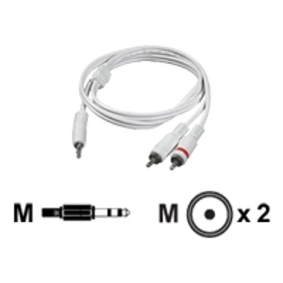 Cables To Go 40370 Audio cable RCA M to stereo mini jack M 6 ft shielded bright white for Apple iPod