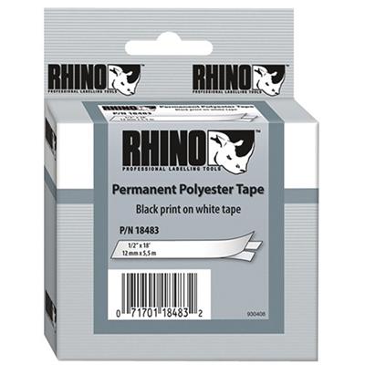 Sanford 18483 Dymo Rhinopro 1 2In White Perm Poly Tape