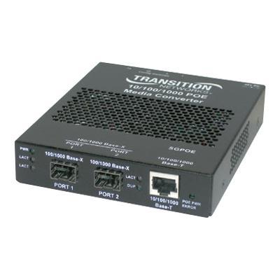 Transition SGPOE1040 100 Stand Alone Power over Ethernet PSE Media converter 10Base T 100Base TX 1000Base T RJ 45 SFP mini GBIC external