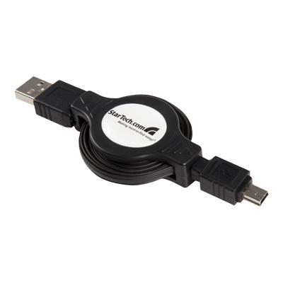 Retractable USB 2.0 Cable A to Mini B - USB cable - 4 ft