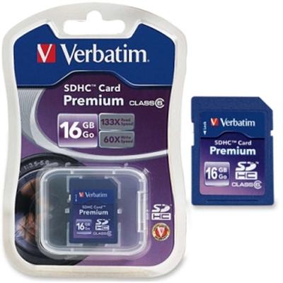 Verbatim 96808 Premium Flash memory card 16 GB Class 10 SDHC for P N 97705 97706 97709
