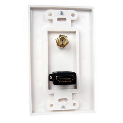 Wall plate - F connector HDMI - white - 1-gang by Cables Unlimited