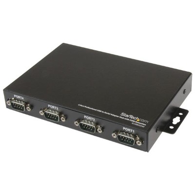 StarTech.com ICUSB2324X 4 Port USB to Serial Adapter Hub with COM Retention Serial adapter USB RS 232 x 4 black