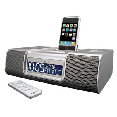 iP9 Dual alarm Clock Radio for iPhone and iPod - Silver