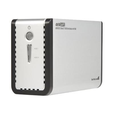 3.5in Silver eSATA USB Dual SATA External Hard Drive Enclosure w/ RAID - Hard drive array - 2 bays ( SATA-300 ) - Hi-Speed USB Serial ATA-300 (external)