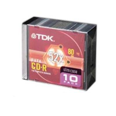 CD-R TDK 700MB/80 Min. 52x Branded with Slim Jewel Case - 10 pack