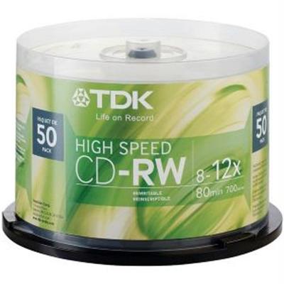 50PK TDK CDRW 80MIN 700MB-12X HIGH SPEE