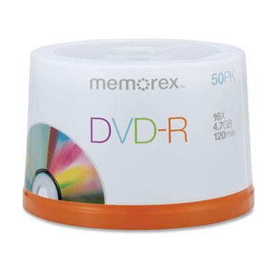 50PK MEMOREX DVD-R 16X-4.7GB SPINDLE