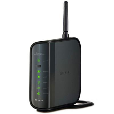 Belkin N150 Enhanced Wireless Router - Wireless router - 4-port switch - 802.11b/g/n (draft 2.0) - desktop