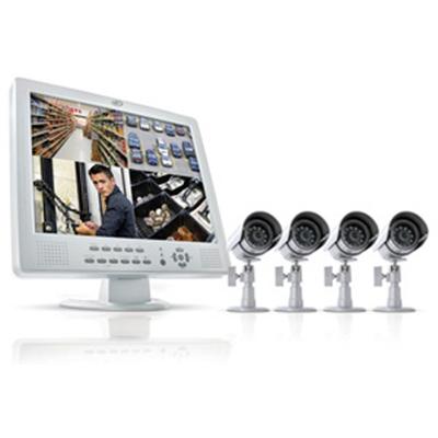 All-In-One Web Ready 4 Channel Compact H.264 DVR Security System with 15 LCD Screen and 4 Indoor/Outdoor Night Vision Surveillance Cameras