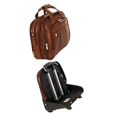 Damen Leather 17 Detachable-Wheeled Laptop Case - Brown
