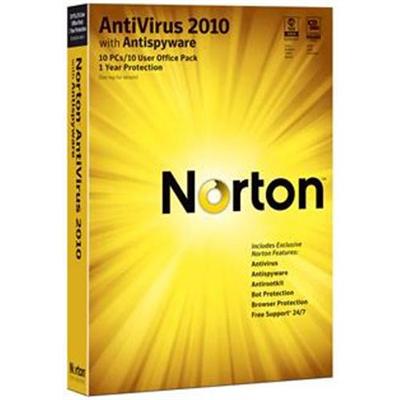 Norton AntiVirus 2010 - 10 PC's - 10 User Office Pack - 1 Year Protection