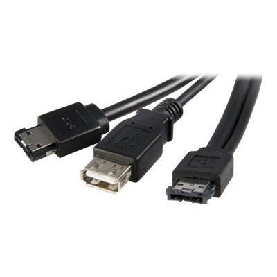 Startech Esatausbbo3 3 Ft Power Esata Male To Esata Male And Usb A Female Cable - Power Over Esata Cable - 11 Pin Usb/esata (m) - 4 Pin Usb Type A  7 Pin Esata