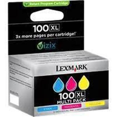 Lexmark 14N0684 Cartridge No. 100XL 3 pack High Yield yellow cyan magenta original ink cartridge LRP for Prevail Pro704 Value Ink Prevail Pro709