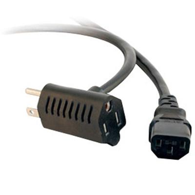 Cables To Go 30538 3ft 16 AWG Universal Power Cord With Extra Outlet Power cable IEC 60320 C13 to NEMA 5 15 3 ft molded black