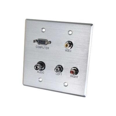 Cables To Go 40506 Mounting plate - HD-15 RCA X 3 mini-phone stereo 3.5 mm - aluminum - 2-gang Cables To Go 40506 Mounting plate - HD-15 RCA X 3 mini-phone stereo 3.5 mm - aluminum - 2-gang