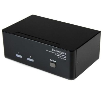 StarTech.com SV231DD2DUA 2 Port Dual KVM Switch with Audio for DVI Computers Built in USB 2.0 Hub USB