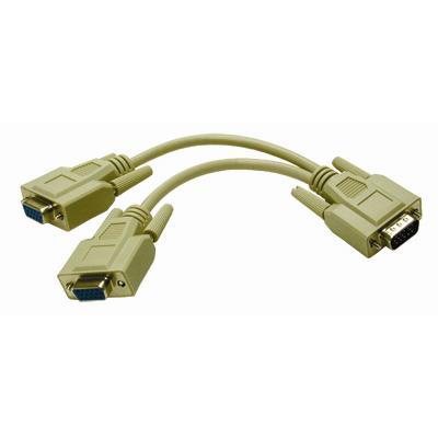 Cables To Go 25246 Video Y Splitter 8in One HD15 VGA Male to Two HD15 VGA Female Y Cable VGA splitter HD 15 M to HD 15 F 7.9 in beige
