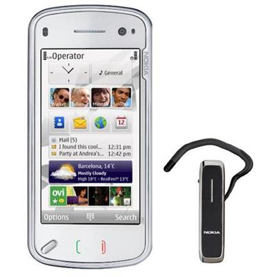 Nokia N97 White 32GB 3G TouchScreen QWERTY Phone with BH-602 Bluetooth Headset Kit