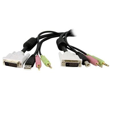 Startech Dvid4n1usb10 4-in-1 Usb Dual Link Dvi-d Kvm Switch Cable With Audio And Microphone - Keyboard / Video / Mouse / Audio Cable - 10 Ft