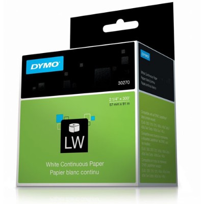 Dymo 30270 Continuous Receipt paper black on white Roll 2.25 in x 300 ft 1 roll s for Desktop Mailing Solution Twin Turbo LabelWriter Scale Labe