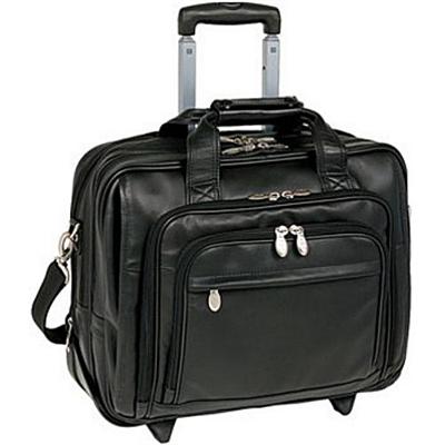 Leather 17 Detachable-Wheeled Laptop Case