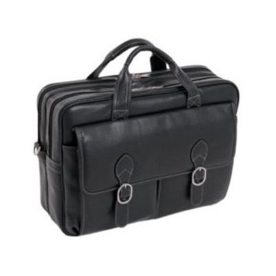 Leather Double Compartment Laptop Case - Black