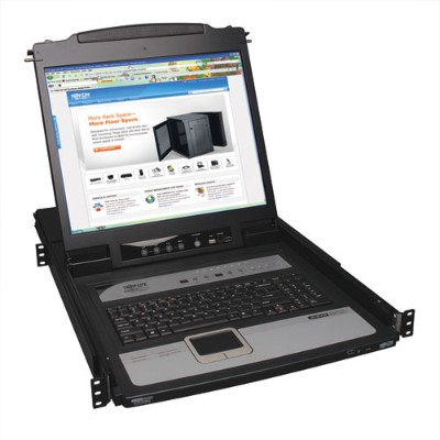 TrippLite B020 U08 19 IP NetDirector 8 Port 1U Rack Mount Console KVM Switch with 19 in. LCD and IP Remote Access