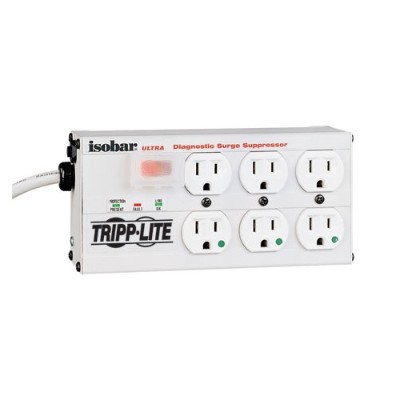 TrippLite ISOBAR6ULTRAHG Isobar Surge Protector Medical Metal 6 Outlet 15 Cord Surge protector AC 120 V output connectors 6 Canada United States wh