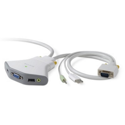 Belkin F1dl102u2 2-port Kvm Switch With Audio Support And Built-in Cabling - Kvm / Audio Switch - 2 Ports - Desktop - B2b