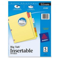 Avery Dennison 23280 Worksaver Big Tab Insertable Dividers multicolor 8.5 in x 11 in 5 sheet s