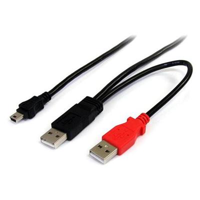 StarTech.com USB2HABMY1 1 ft USB Y Cable for External Hard Drive USB A to mini B USB cable USB M to mini USB Type B M USB 2.0 1 ft black