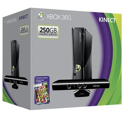 Xbox 360 250 GB S Console - game console - 250 GB HDD - glossy black - with Kinect