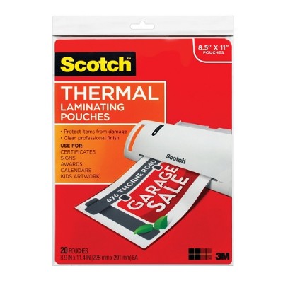 3M TP3854 20 Thermal Pouches Letter Size 9 in x 11.4 in 20 pack