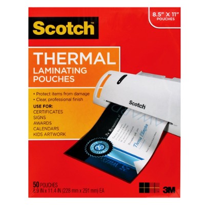 3M TP3854 50 Thermal Pouches Letter Size 9 in x 11.4 in 50 pack
