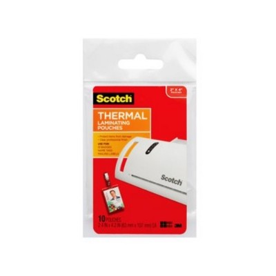 3M TP5852 10 Scotch Thermal Laminating Pouches ID Badge with Clip 2.51 in x 4.25 in 10 pack