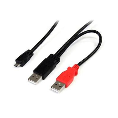 StarTech.com USB2HAUBY3 3 ft USB Y Cable for External Hard Drive USB A to Micro B USB cable USB M to Micro USB Type B M 3 ft black