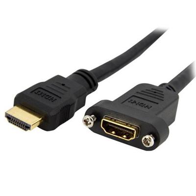 StarTech.com HDMIPNLFM3 3 ft Standard HDMI Cable for Panel Mount F M HDMI cable HDMI F to HDMI M 3 ft black molded