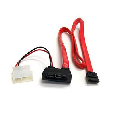 Right Angle Slimline SATA Female to SATA w/ LP4 Power Cable - Serial ATA cable - 2 in