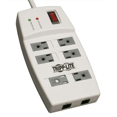 TrippLite TLP66NET Surge Protector 120V 6 Outlet RJ45 6 Cord 1080 Joule Surge protector 15 A AC 120 V 1.8 kW output connectors 6 gray