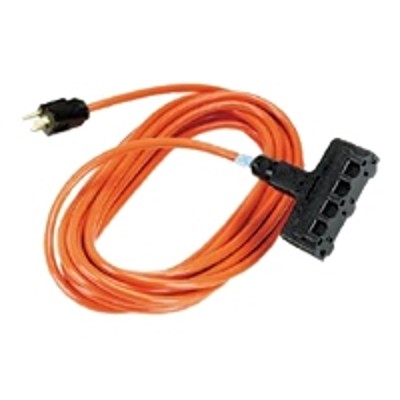 Black Box EPWR44 Indoor Outdoor Utility Cord Heavy Duty Power splitter NEMA 5 15 M to NEMA 5 15 F 50 ft indoor outdoor orange