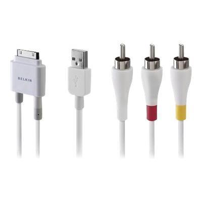 Audio and Video Cable for iPod and iPhone - Video / audio / data / power cable kit - composite video / audio / USB