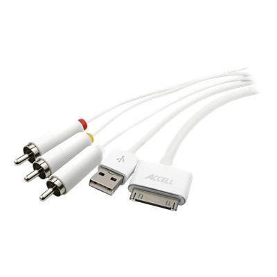 Accell L123b-006j Ipad / Iphone / Ipod Audio / Video / Charging / Data Cable - Composite Video / Audio / Usb - Apple Dock (m) To Usb  Rca X 3 (m) - For Apple Ip