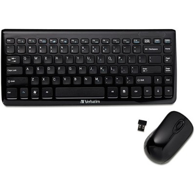 Verbatim 97472 Wireless Mini Slim Keyboard and Optical Mouse - Black Verbatim 97472 Wireless Mini Slim Keyboard and Optical Mouse - Black
