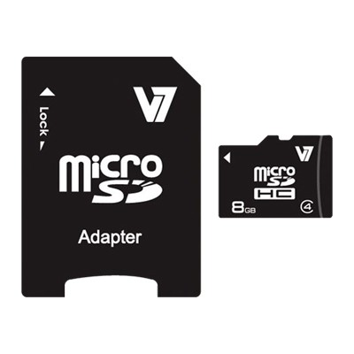 V7 VAMSDH8GCL4R 1N Flash memory card microSDHC to SD adapter included 8 GB Class 4 microSDHC