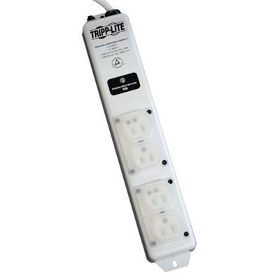 TrippLite SPS415HGULTRA Surge Protector Power Strip Medical Hospital Metal 4 Outlet 15 Cord Surge protector 15 A AC 120 V output connectors 4 white