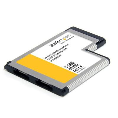 2 Port Flush Mount ExpressCard 54mm eSATA II Controller Adapter Card - storage controller - eSATA-300 - ExpressCard/54