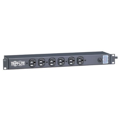 TrippLite RS1215 1U Rack Mount Power Strip 120V 15A 5 15P 12 Outlets 6 Front Facing 6 Rear Facing 15 ft. Cord